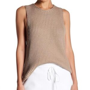 Vince Waffle Stitch Sweater Tank in Tan M